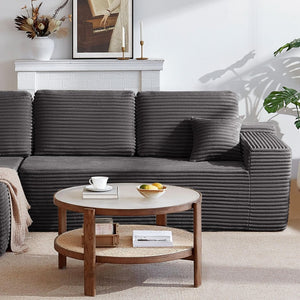 English Elm 68-inch Modular Corduroy Loveseat with Plush Grey Fabric for Modern Living Rooms W3975P415762