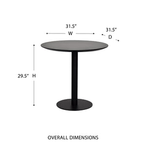 Eurostyle Paras Bistro Table In Black - Sleek 32-inch Melamine Top With Sturdy Steel Base For Any Décor Black Engineered Wood 90134-blk