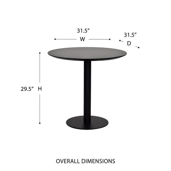 Eurostyle Paras Bistro Table In Black - Sleek 32-inch Melamine Top With Sturdy Steel Base For Any Décor Black Engineered Wood 90134-blk