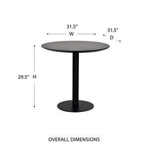 EuroStyle Paras Square Bistro Table Steel Base Melamine Top for Cafe or Small Dining Room Black 90134-BLK