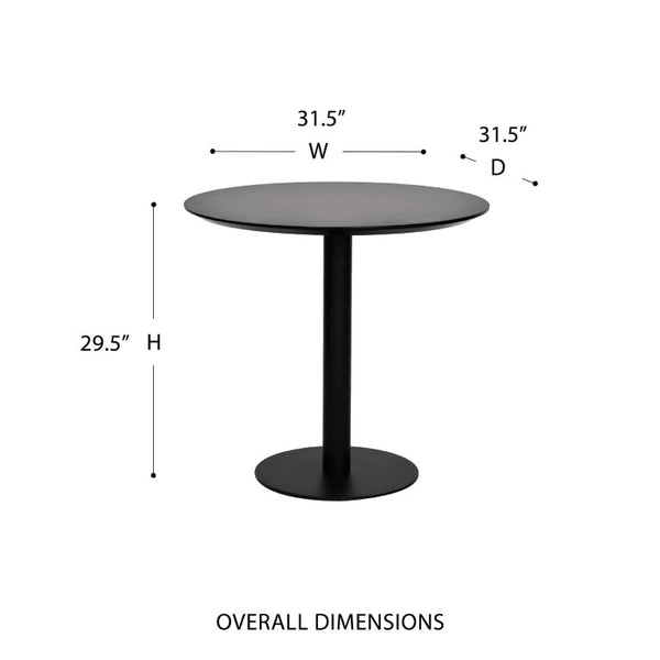 EuroStyle Paras Square Bistro Table Steel Base Melamine Top for Cafe or Small Dining Room Black 90134-BLK