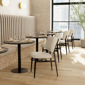 EuroStyle Paras Square Bistro Table Steel Base Melamine Top for Cafe or Small Dining Room Black 90134-BLK