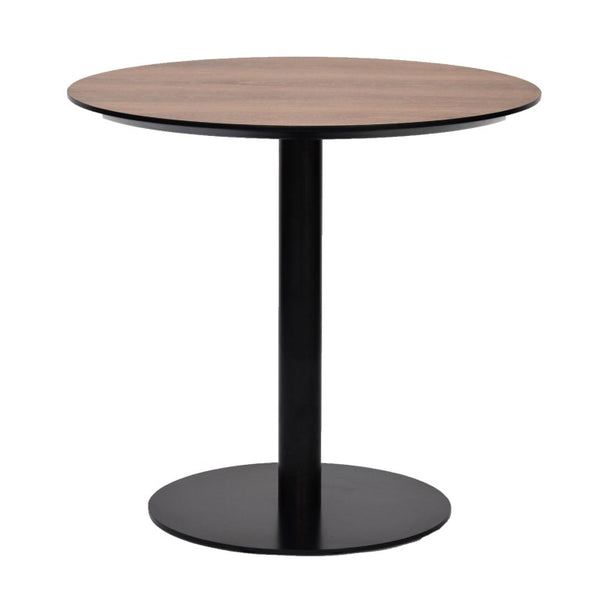 EuroStyle Paras Square Bistro Table Steel Base Melamine Top for Cafe or Small Dining Room Walnut/Black 90134-WAL