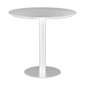 EuroStyle Paras Square Bistro Table Steel Base Melamine Top for Cafe or Small Dining Room White 90134-WHT