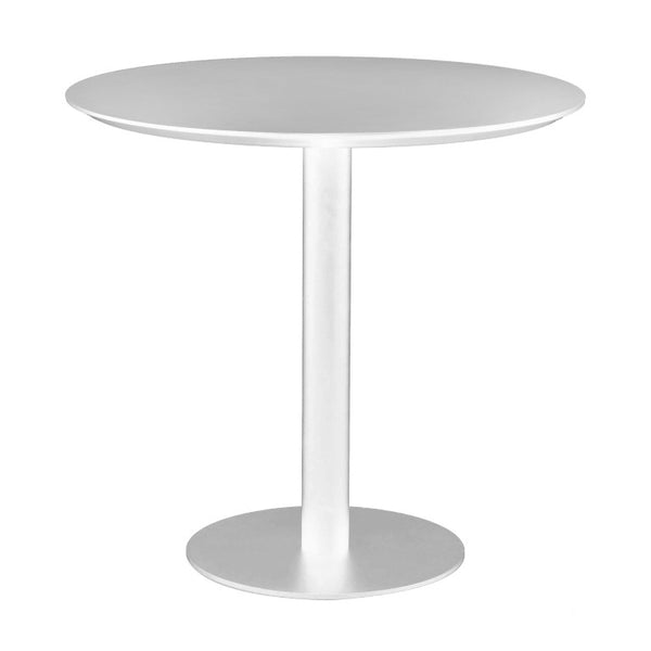 EuroStyle Paras Square Bistro Table Steel Base Melamine Top for Cafe or Small Dining Room White 90134-WHT