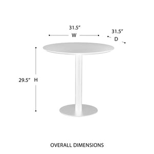 EuroStyle Paras Square Bistro Table Steel Base Melamine Top for Cafe or Small Dining Room White 90134-WHT