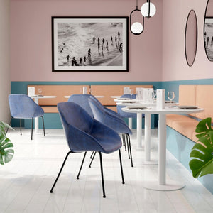 EuroStyle Paras Square Bistro Table Steel Base Melamine Top for Cafe or Small Dining Room White 90134-WHT