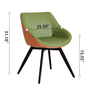 English Elm 31.5" Black Round Tulip Dining Table Set With 2 Ergonomic Leather Chairs - Modern Mid-Century Design W2189S00709