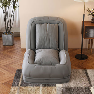 English Elm Upholstered Foldable Lazy Sofa Bed with 5 Recline Positions, Corduroy Tatami Chair with Pillows—Comfortable Space-Saving Lounge for Living Room and Bedroom Grey W2699P324228