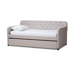 Baxton Studio Baxton Studio Camelia Modern Daybed with Pull-Out Trundle - Stylish Sofa Bed for Small Spaces Beige Camelia-Beige-Daybed