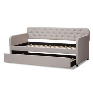 Baxton Studio Baxton Studio Camelia Modern Daybed with Pull-Out Trundle - Stylish Sofa Bed for Small Spaces Beige Camelia-Beige-Daybed