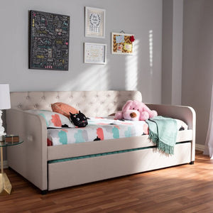 Baxton Studio Baxton Studio Camelia Modern Daybed with Pull-Out Trundle - Stylish Sofa Bed for Small Spaces Beige Camelia-Beige-Daybed