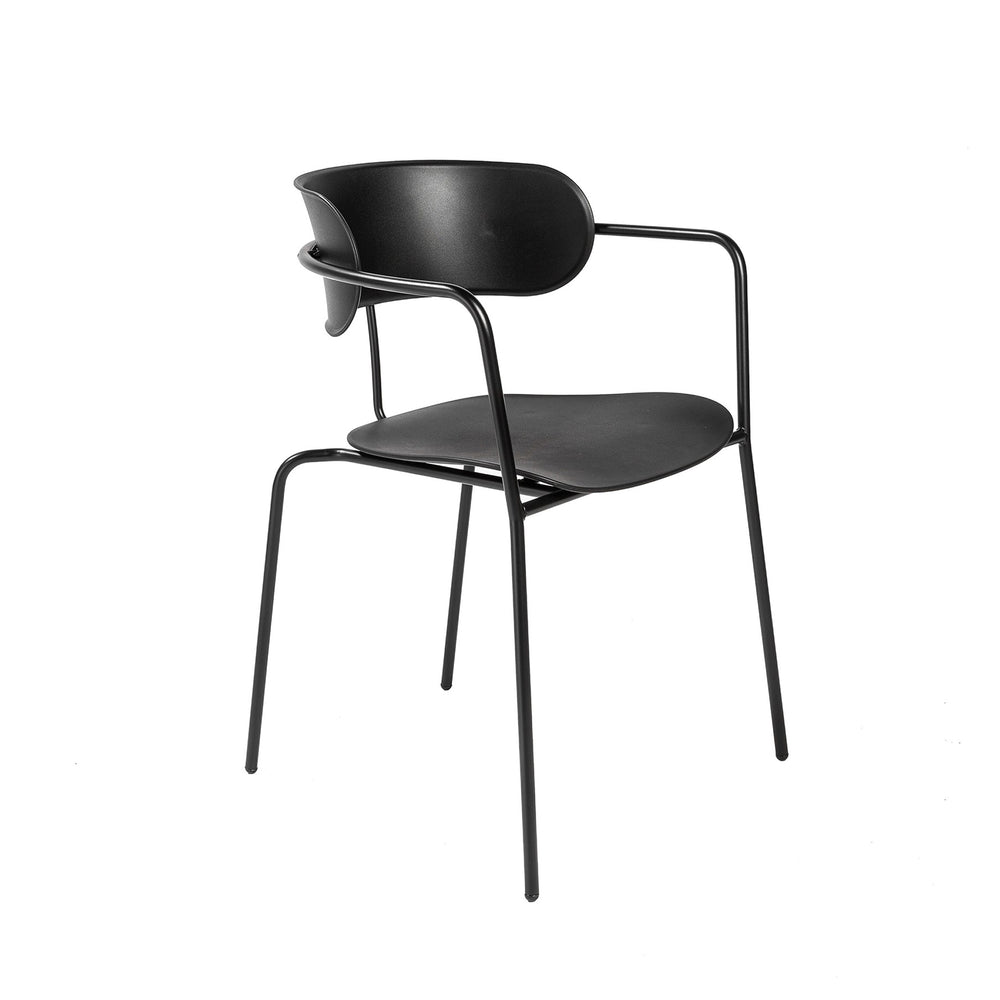 EuroStyle Paris Stacking Armchair Black with Black Legs 90158BLK