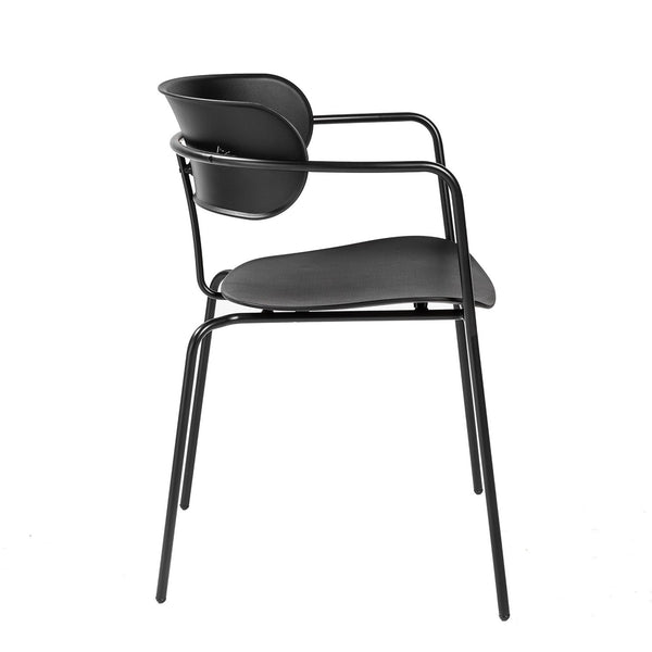 EuroStyle Paris Stacking Armchair Black with Black Legs 90158BLK