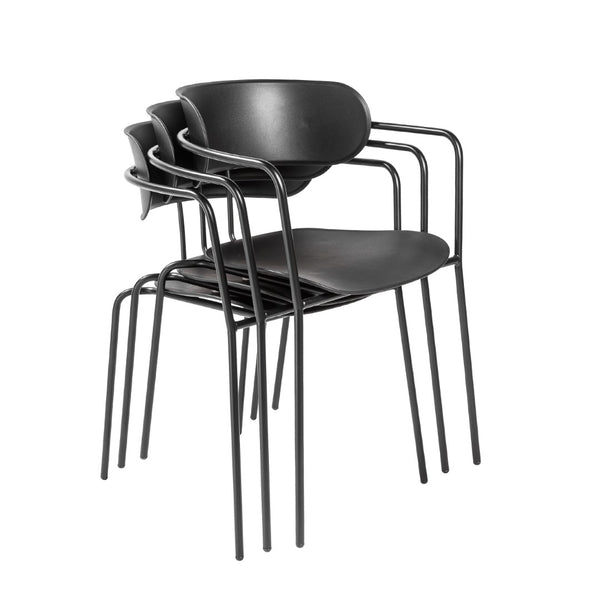 EuroStyle Paris Stacking Armchair Black with Black Legs 90158BLK