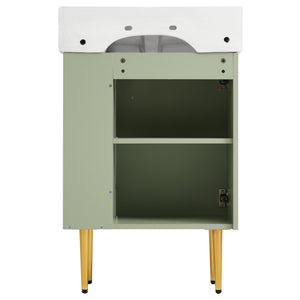 English Elm [Cabinet Only] 21.6" Green Bathroom Vanity Cabinet with MDF Construction, Soft-Close Doors & Spacious Storage N729P170365F