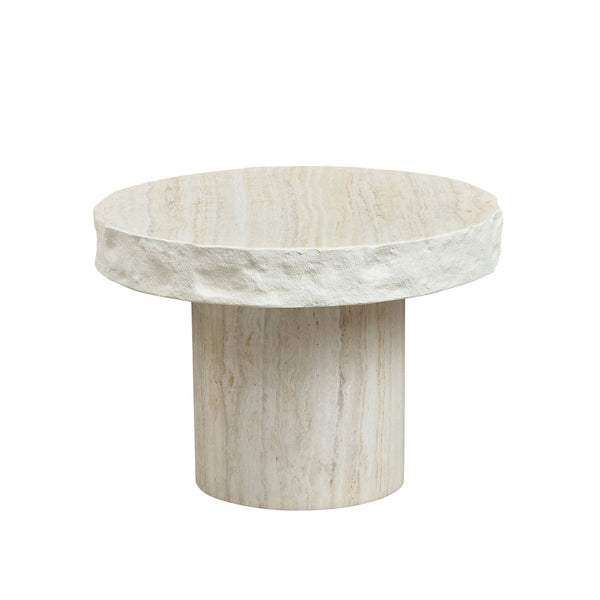 English Elm 23.82 Inch Round Fiberglass Coffee Table Sculptural Stone Texture for Modern Living Rooms W876P450500