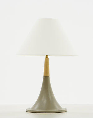 VIG Furniture Nunez Concrete & Oak Table Lamp — Minimalist Scandi-Industrial Light With White Bell Shade, 26" H VGGR901645