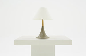 VIG Furniture Nunez Concrete & Oak Table Lamp — Minimalist Scandi-Industrial Light With White Bell Shade, 26" H VGGR901645