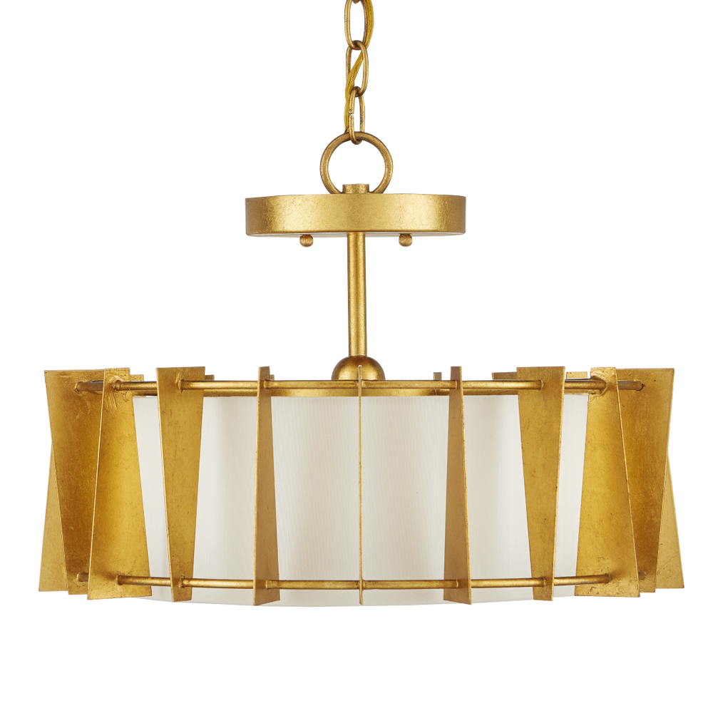 Berwick Gold Semi-Flush Mount Light Fixture - Contemporary Wrought Iron, Adjustable LED Design, 17.75"