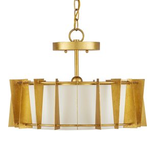 Berwick Gold Semi-Flush Mount Light Fixture - Contemporary Wrought Iron, Adjustable LED Design, 17.75"