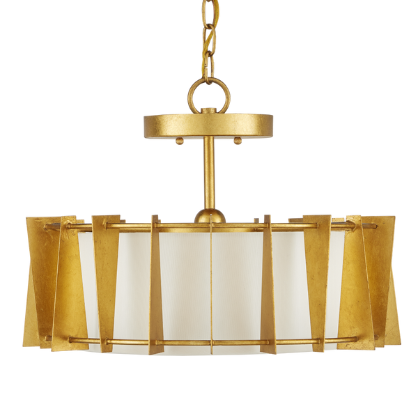 Berwick Gold Semi-Flush Mount Light Fixture - Contemporary Wrought Iron, Adjustable LED Design, 17.75"