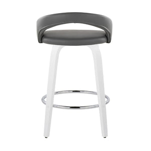 English Elm Fixed-height Swivel Counter Stools with Faux Leather Seats and Chrome Footrest Set of 2 B202S01833