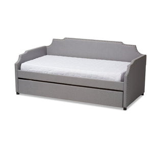 Baxton Studio Baxton Studio Ally Modern Multifunctional Upholstered Twin Daybed with Pull-Out Trundle for Guests Grey Ally-Light Grey-Daybed
