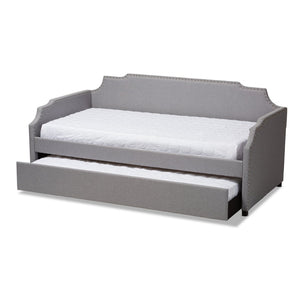 Baxton Studio Baxton Studio Ally Modern Multifunctional Upholstered Twin Daybed with Pull-Out Trundle for Guests Grey Ally-Light Grey-Daybed