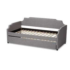 Baxton Studio Baxton Studio Ally Modern Multifunctional Upholstered Twin Daybed with Pull-Out Trundle for Guests Grey Ally-Light Grey-Daybed