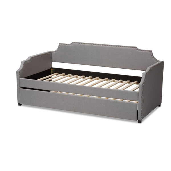 Baxton Studio Baxton Studio Ally Modern Multifunctional Upholstered Twin Daybed with Pull-Out Trundle for Guests Grey Ally-Light Grey-Daybed