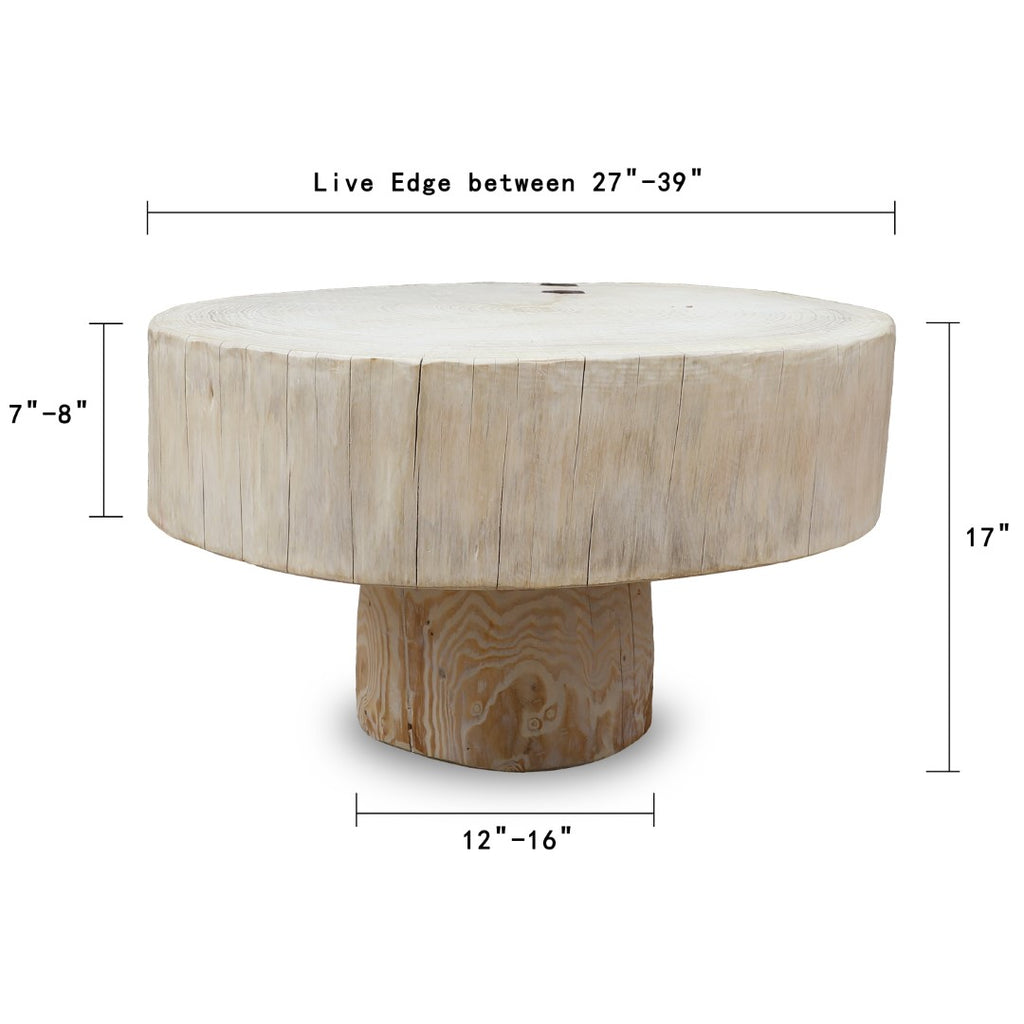 Lilys Capri Live Edge Primitive Round Side Table With Wooden Leg (Size Vary  27"-39" Wide) 9017-2