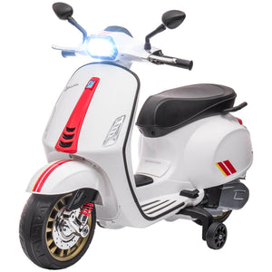 English Elm Qaba Vespa Licensed Retro Ride on Electric Motorbike for Toddlers with Fm Radio White W2225P229330