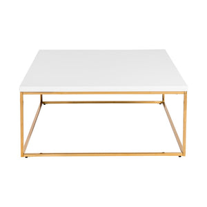 Eurostyle Teresa Square Coffee Table - Elegant White Top With Luxe Gold Stainless Steel Frame For Timeless Style White,High Gloss Gold Stainless Steel 90176wht