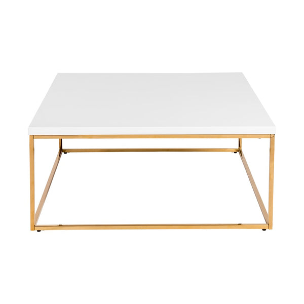 Eurostyle Teresa Square Coffee Table - Elegant White Top With Luxe Gold Stainless Steel Frame For Timeless Style White,High Gloss Gold Stainless Steel 90176wht