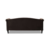 English Elm Elaine Camel Back Sofa Nailhead Accents, Deep Brown Performance Velvet