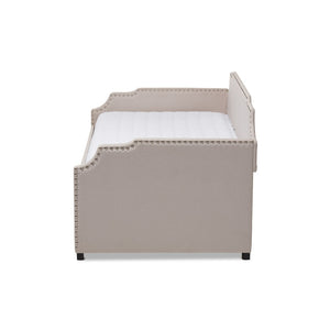 Baxton Studio Baxton Studio Ally Modern Multifunctional Upholstered Twin Daybed with Pull-Out Trundle for Guests Beige Ally-Beige-Daybed
