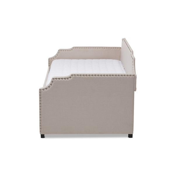 Baxton Studio Baxton Studio Ally Modern Multifunctional Upholstered Twin Daybed with Pull-Out Trundle for Guests Beige Ally-Beige-Daybed