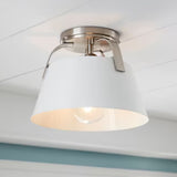 Jepson 9.5'' Wide 1-Light Semi Flush Mount - Matte White with Brushed Nickel 90180/1 Elk Lighting