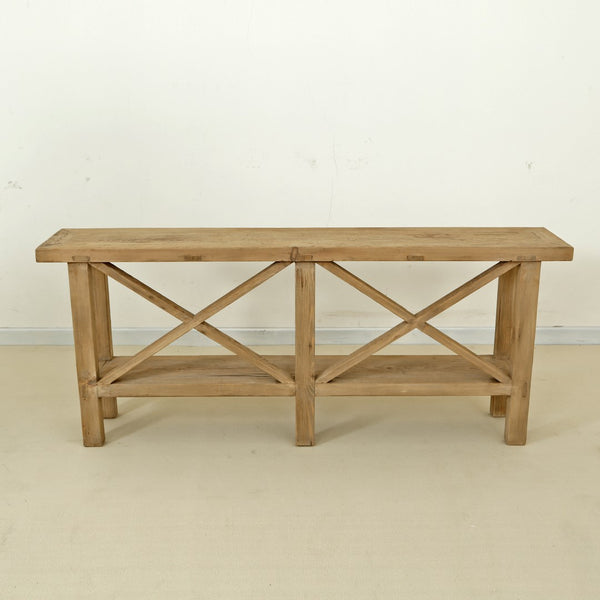 Lilys Double Cross Console Table Weathered Natural Pine 9018