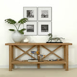 Lilys Double Cross Console Table Weathered Natural Pine 9018