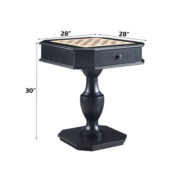 English Elm Galini Reversible Game Table in Black Finish with Storage Drawers, Pedestal Base, Durable Wood MDF B2726P269304