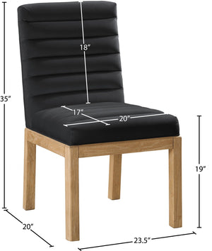Meridian Furniture Evelyn Channel Tufted Velvet Dining Chair with Solid Ash Legs for Elegant Modern Spaces Black 901 901Black-C