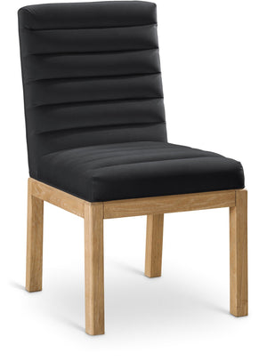 Meridian Furniture Evelyn Channel Tufted Velvet Dining Chair with Solid Ash Legs for Elegant Modern Spaces Black 901 901Black-C