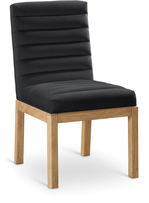 Meridian Furniture Evelyn Channel Tufted Velvet Dining Chair with Solid Ash Legs for Elegant Modern Spaces Black 901 901Black-C