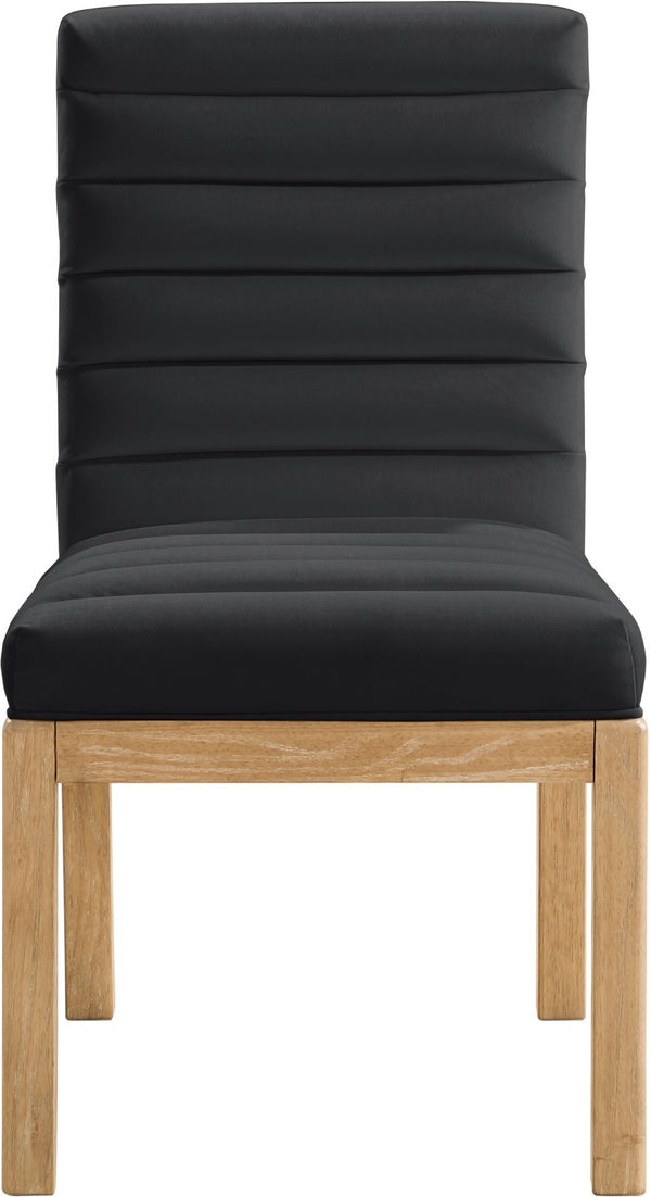 Meridian Furniture Evelyn Channel Tufted Velvet Dining Chair with Solid Ash Legs for Elegant Modern Spaces Black 901 901Black-C