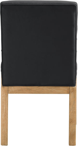 Meridian Furniture Evelyn Channel Tufted Velvet Dining Chair with Solid Ash Legs for Elegant Modern Spaces Black 901 901Black-C