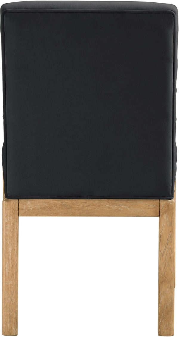 Meridian Furniture Evelyn Channel Tufted Velvet Dining Chair with Solid Ash Legs for Elegant Modern Spaces Black 901 901Black-C