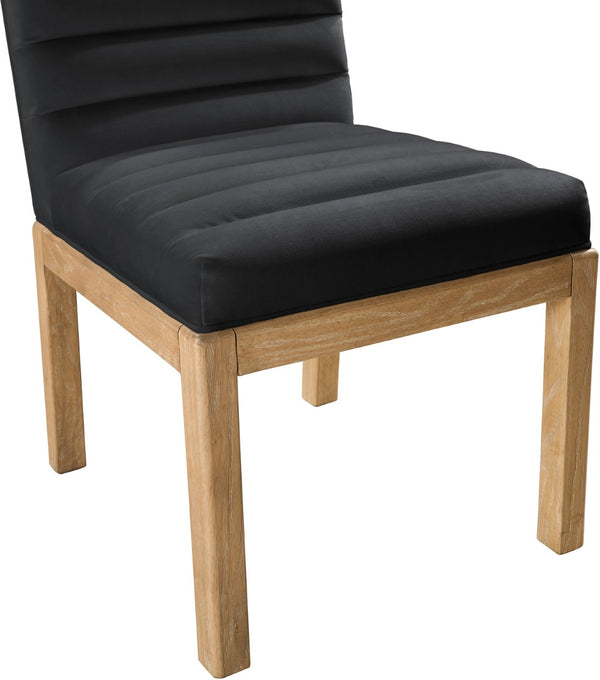 Meridian Furniture Evelyn Channel Tufted Velvet Dining Chair with Solid Ash Legs for Elegant Modern Spaces Black 901 901Black-C