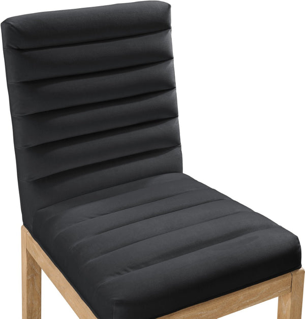 Meridian Furniture Evelyn Channel Tufted Velvet Dining Chair with Solid Ash Legs for Elegant Modern Spaces Black 901 901Black-C